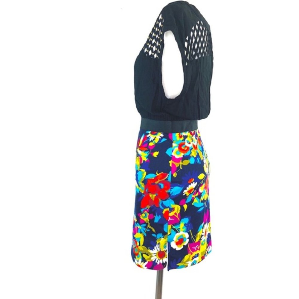 FREE PEOPLE Poison Apple Floral Fit & Flare Studded Top Dress Colorblock Size SP - Picture 6 of 9